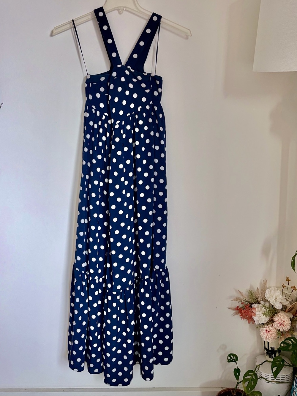English Factory Navy Blue Polka Dot Maxi Dress
